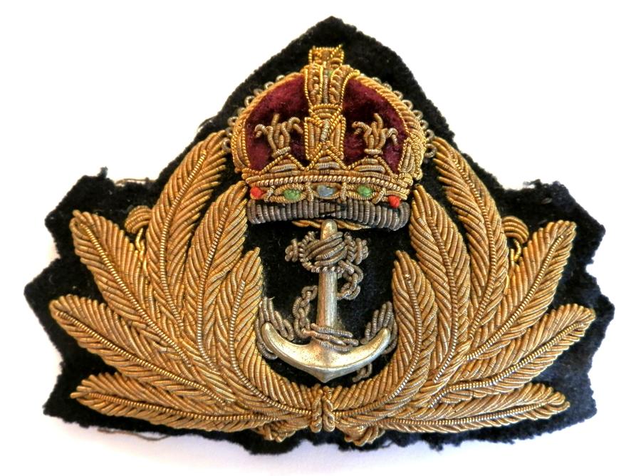 Royal Navy Officers Cap Badge. Kings Crown Example
