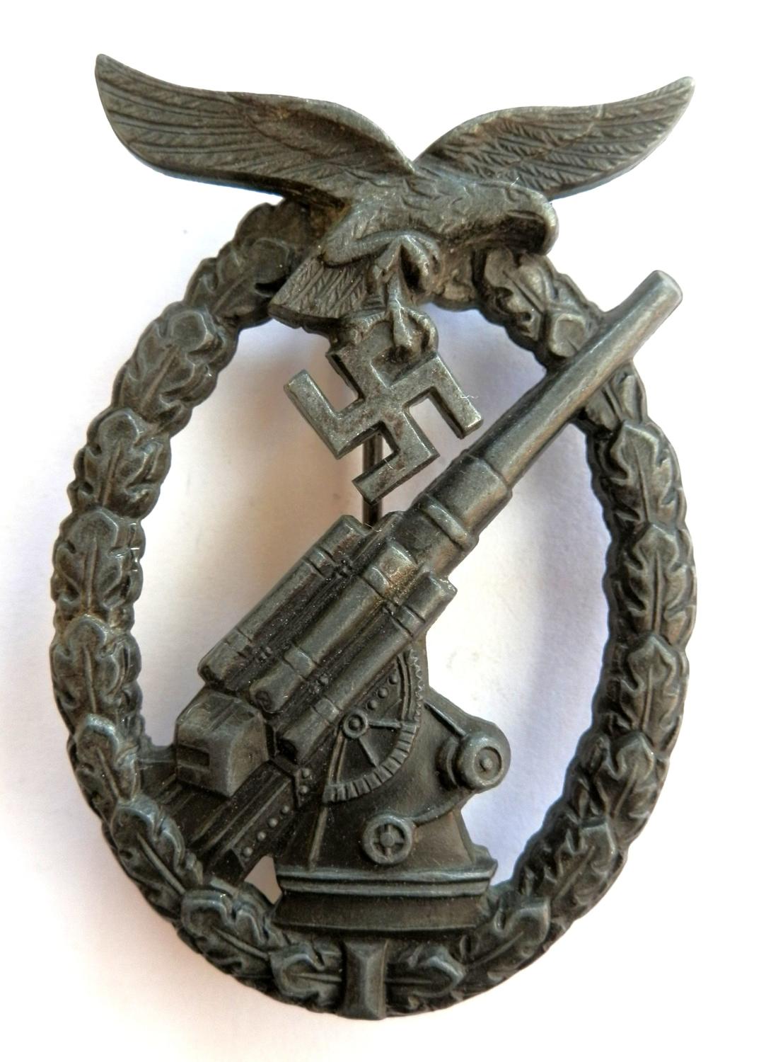 Luftwaffe Anti Aircraft Flak Badge. Makers Marked WH.