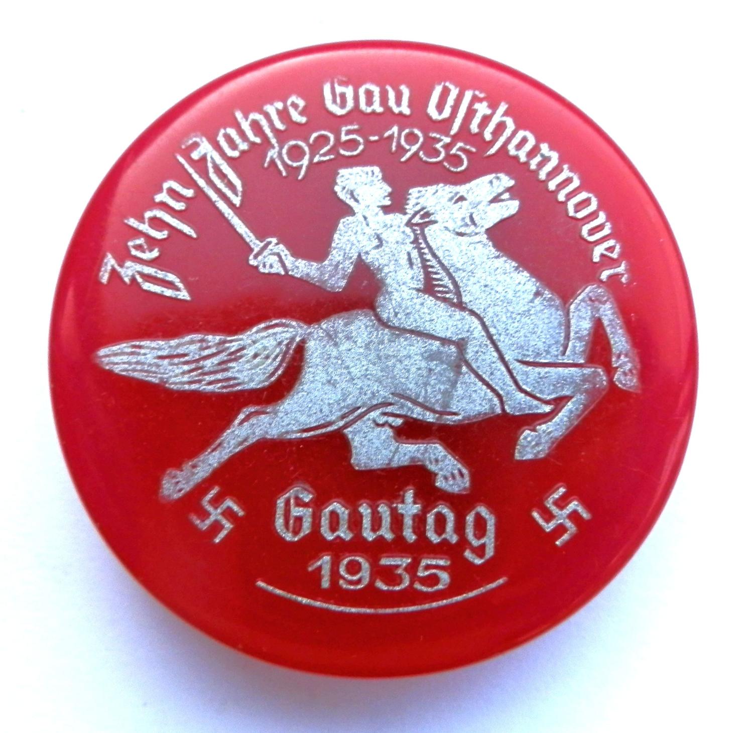 NSDAP 1935 GAUTAG Ost Hannover Day Badge.