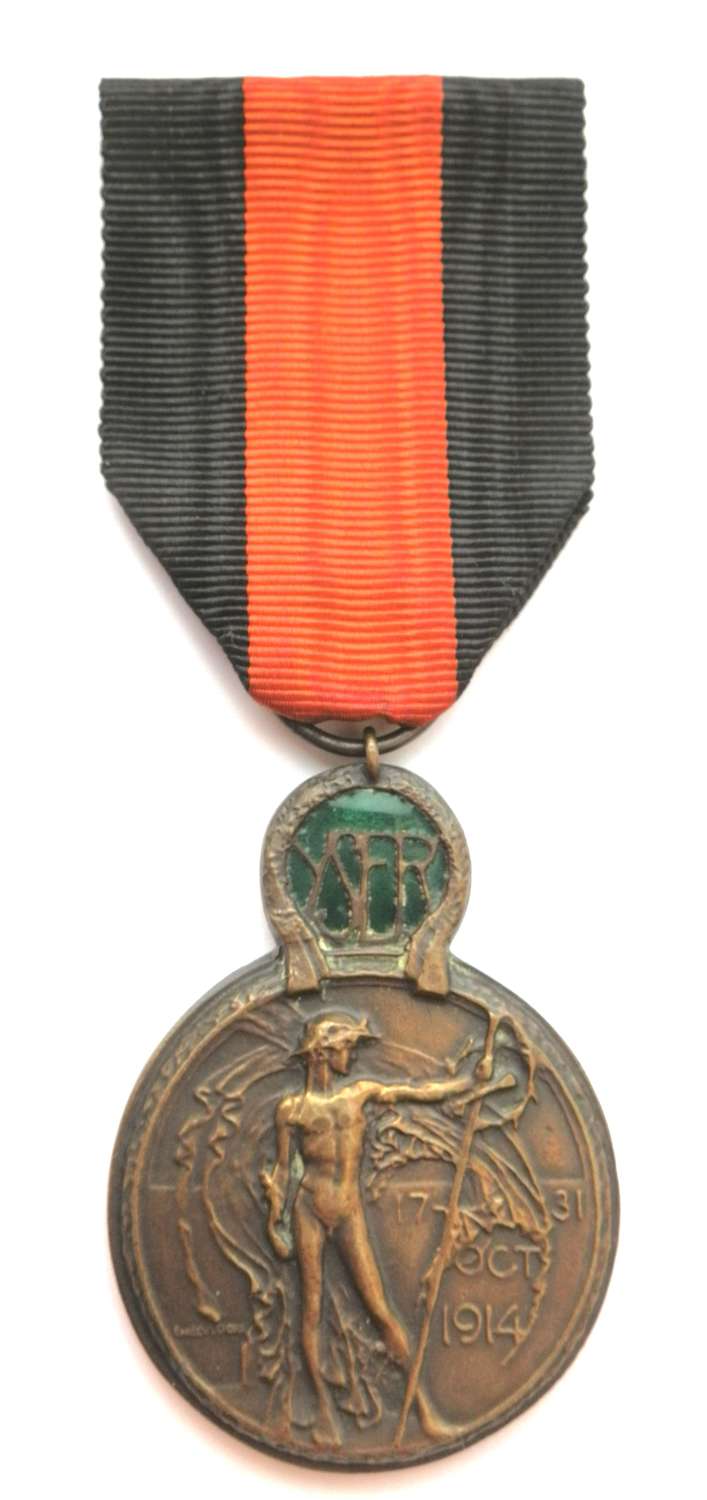 Yser Medal 1914. Belgium issue.