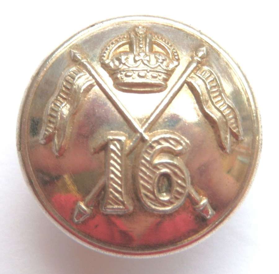 16th Lancers Officers Silvered Button.