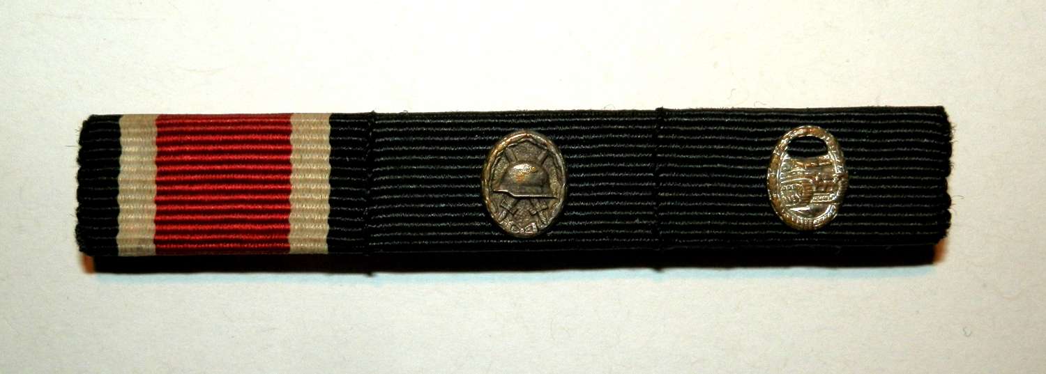 Wehrmacht Medal Ribbon Bar of Three. Post War Issue.