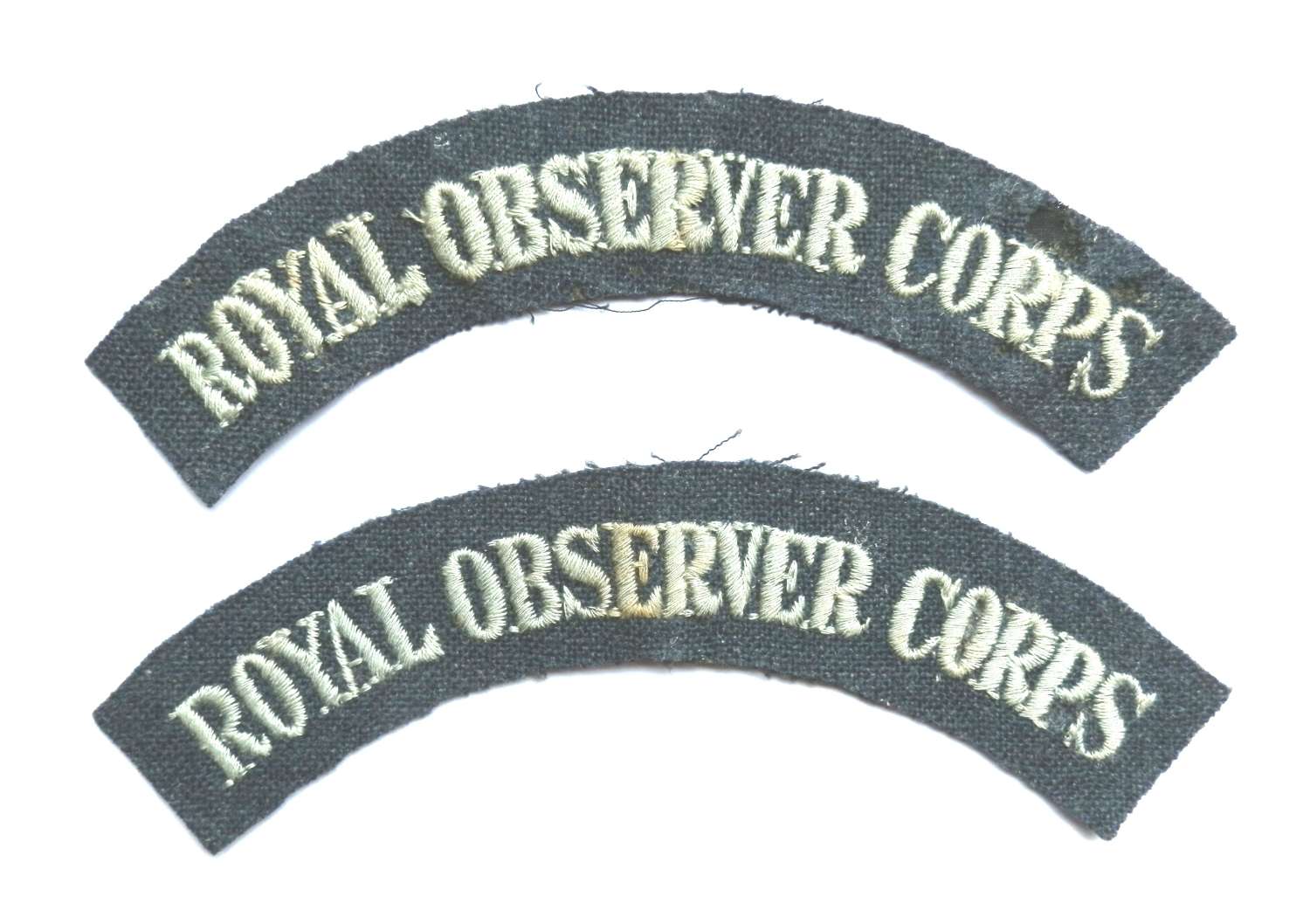 Pair of Royal Observer Corps Cloth Shoulder Titles.