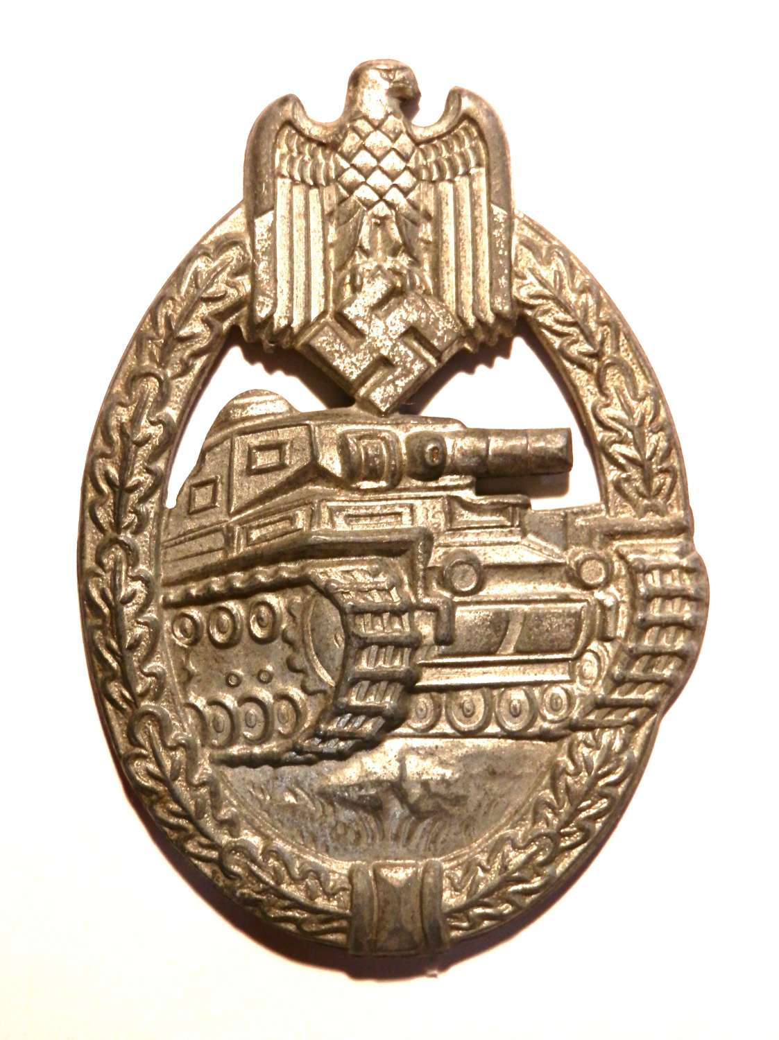 Panzer Assault Badge. None maker  marked. Silver Class.