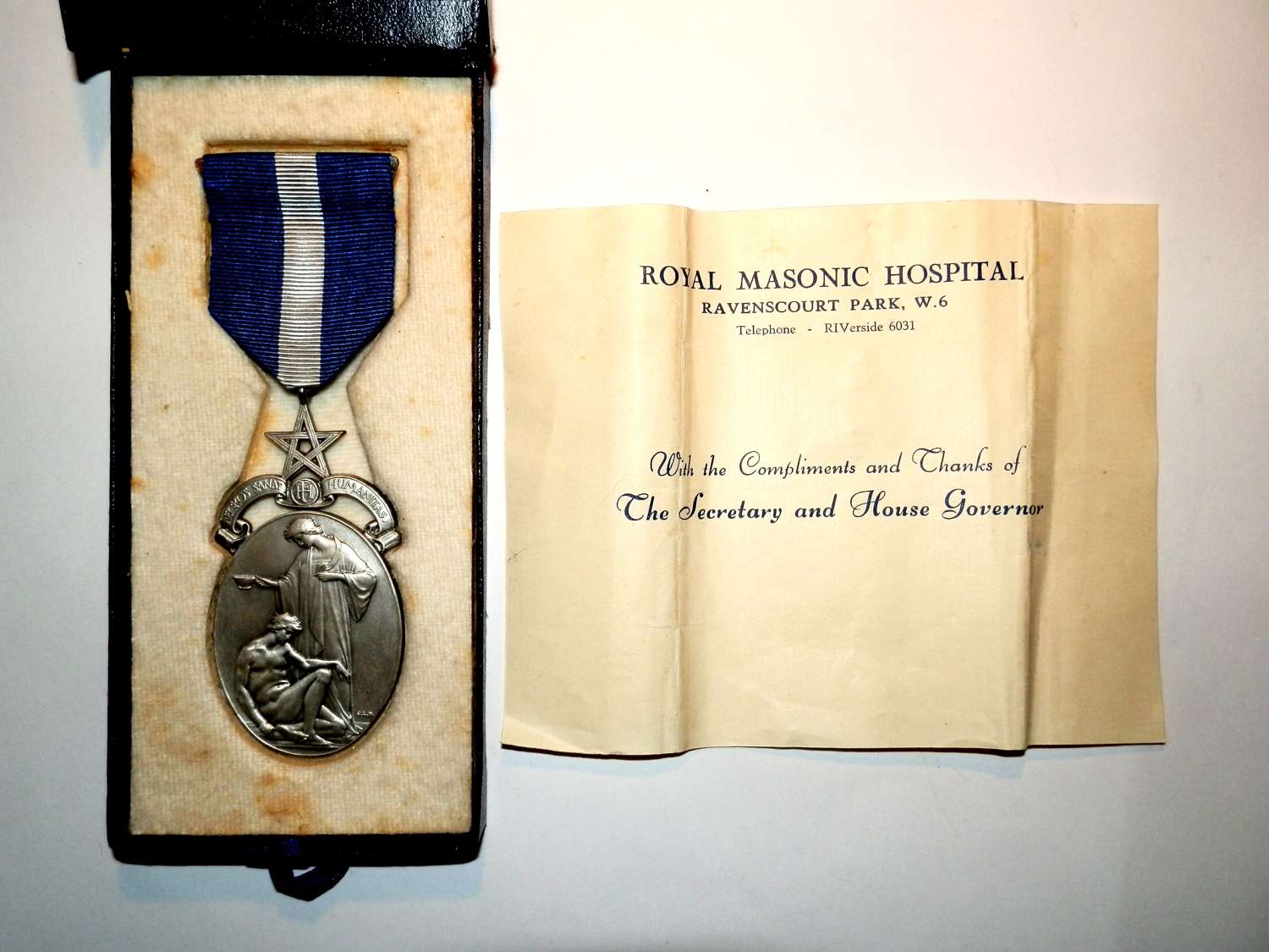 Royal Masonic Hospital Medal. Bro. J.F.H. Gosden. No 4414.