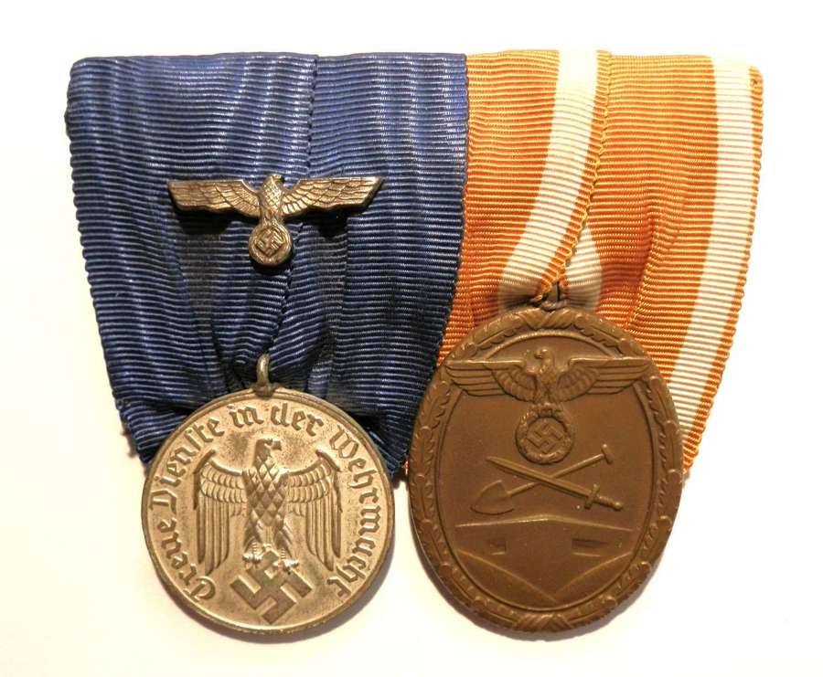 PAIR. Wehrmacht ‘Army’ 4 Years Long Service & German West Wall Medal.