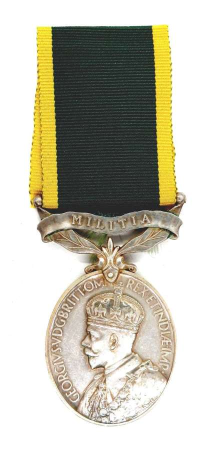 Efficiency Medal, scroll “Militia”. Spr J.W.Mulley R.E.