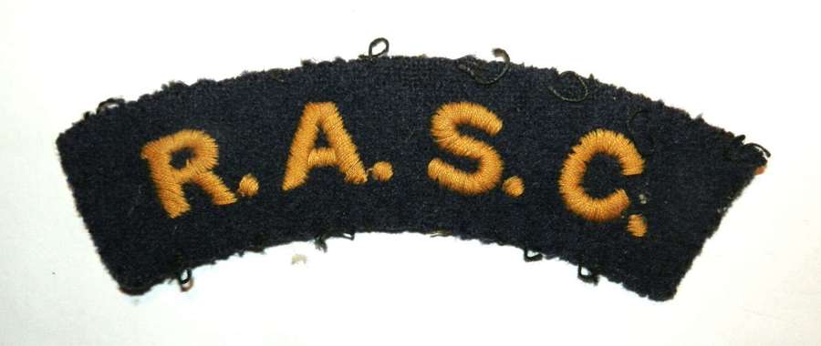 Royal Army Service Corp. Woven Cloth Shoulder Title.