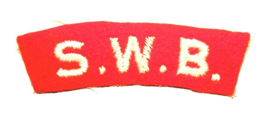 South Wales Borderers. Woven Cloth Shoulder Title.